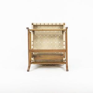 SOLD 2021 Jens Risom for Knoll Lounge Chair with Arms in Light Walnut & Flax Cotton