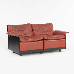 1980s Vintage Dieter Rams for Vitsoe 620 Red Leather and Black Two Seat Settee
