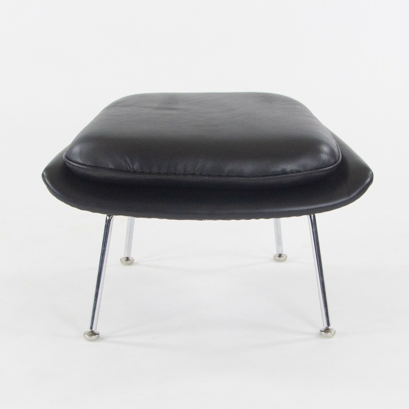 SOLD 1960s Eero Saarinen Knoll International Womb Chair and Ottoman New Black Leather