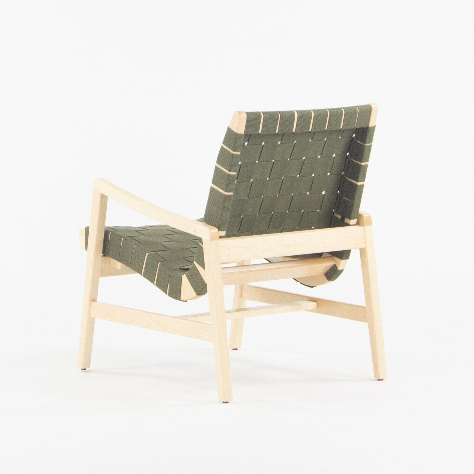 SOLD 2021 Jens Risom for Knoll Lounge Chair with Arms in Maple Frame & Khaki Webbing