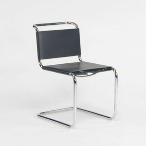 SOLD 2021 Marcel Breuer for Knoll Spoleto B33 Black Leather and Chrome Dining Chair