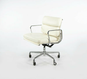 SOLD 2010s Herman Miller Eames Aluminum Group Management Desk Chair in White Leather