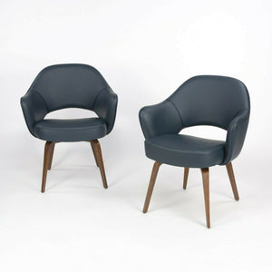 SOLD Eero Saarinen Knoll 2020 Executive Armchair in Navy Blue Leather w/ Wood Legs 5x Available