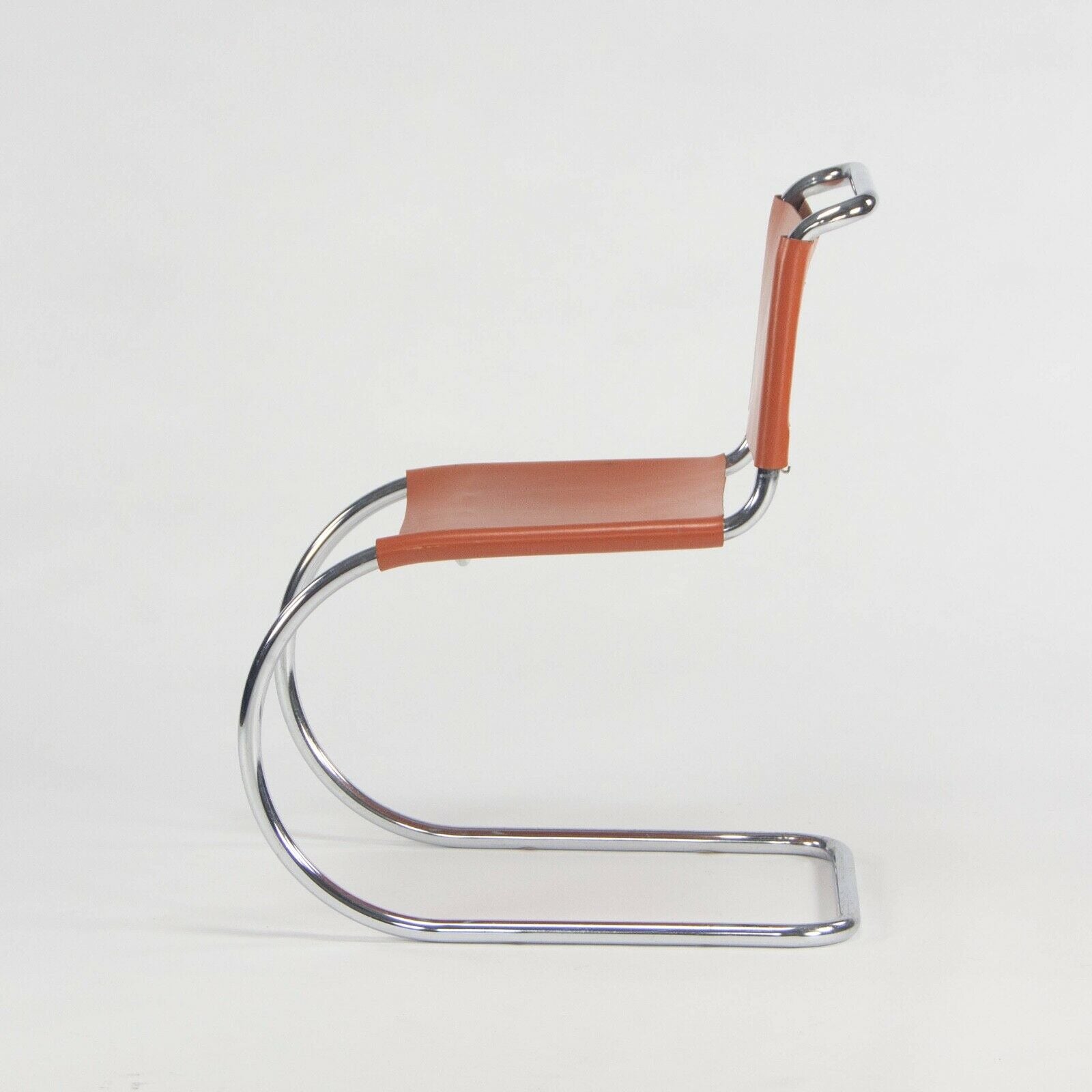 SOLD 1970s Set of 6 Mies Van Der Rohe for Knoll MR Dining Chairs in Cognac Leather