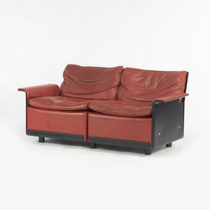 1980s Vintage Dieter Rams for Vitsoe 620 Red Leather and Black Two Seat Settee