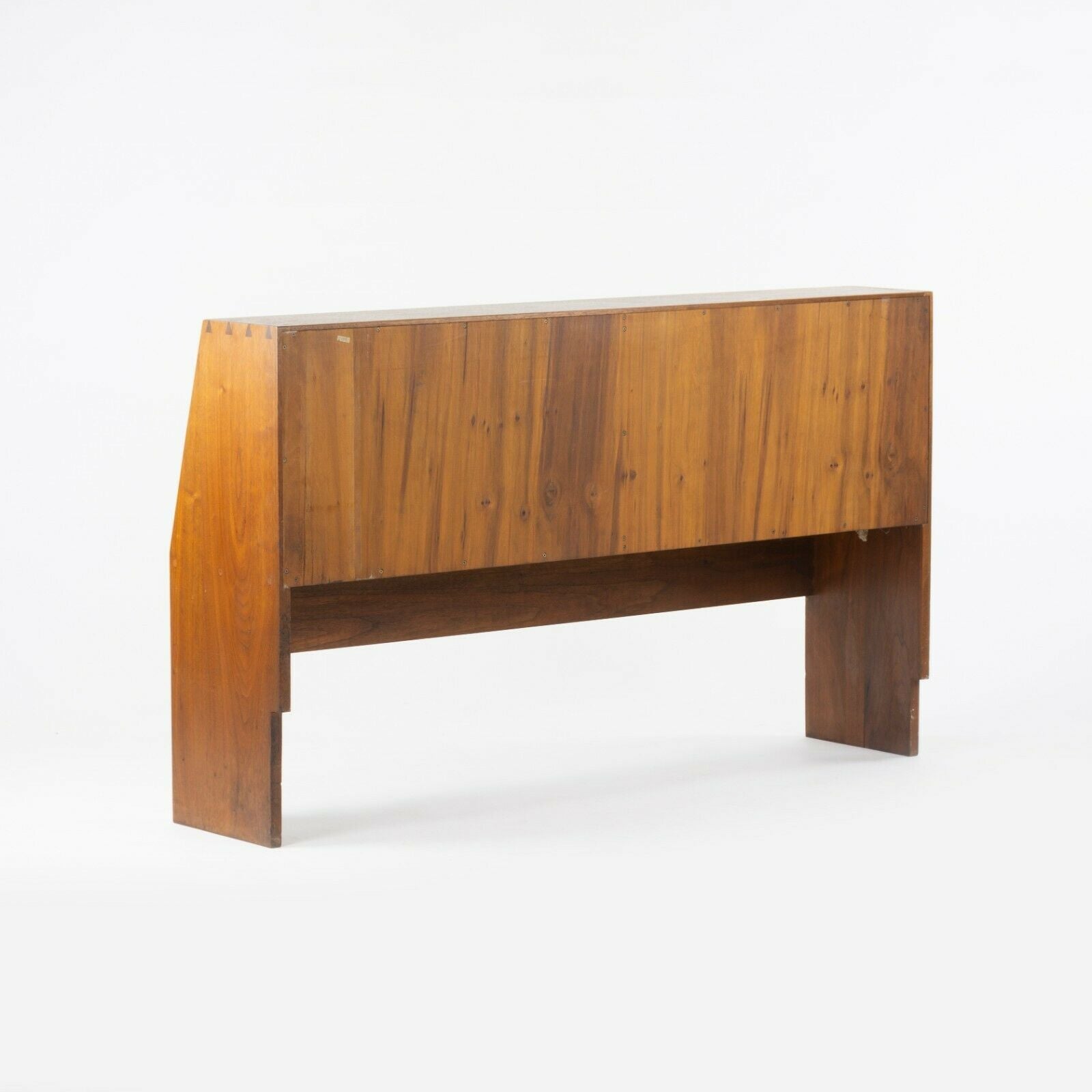 1950s George Nakashima Studio Full Size Dovetailed Walnut Headboard Bed Cabinet