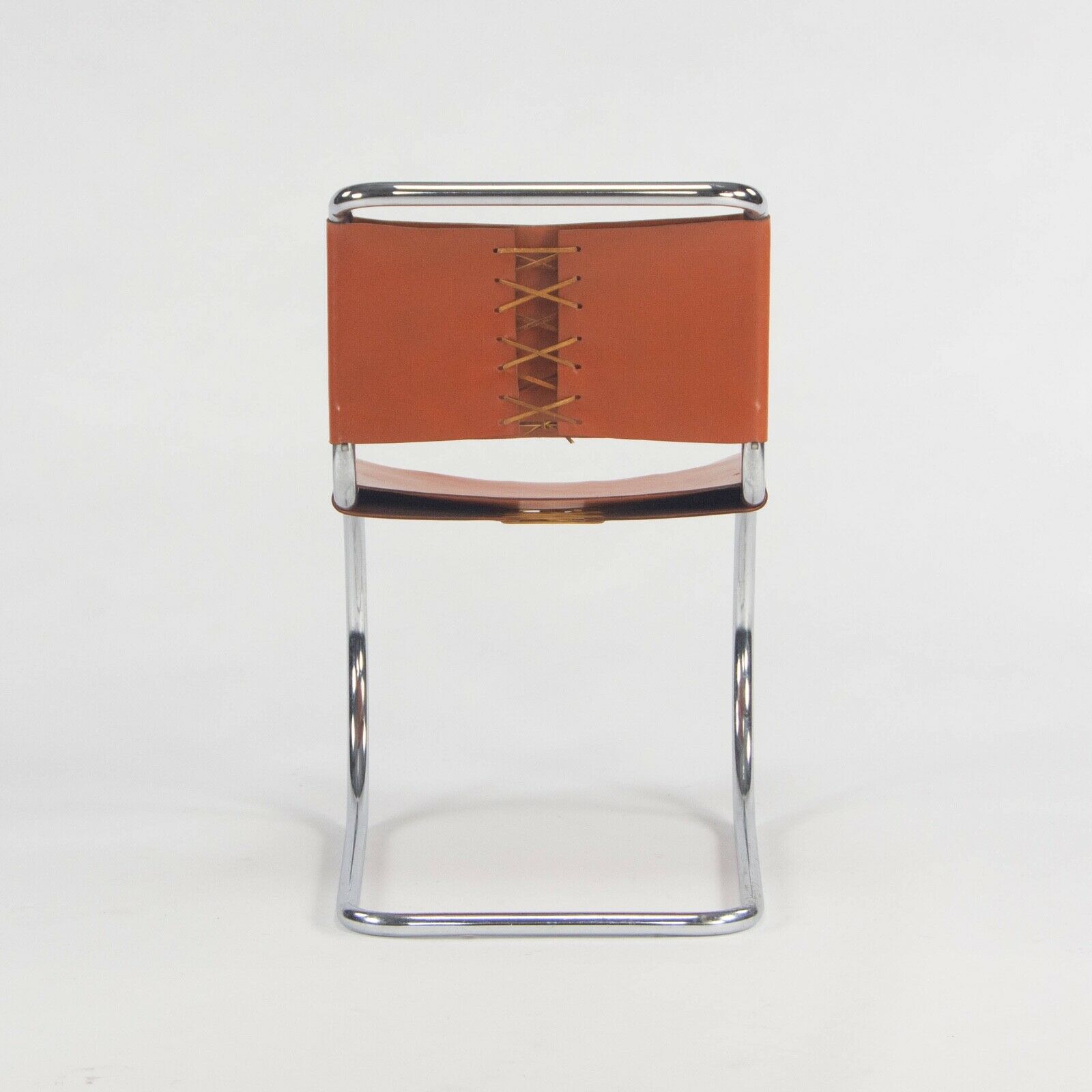 SOLD 1970s Set of 6 Mies Van Der Rohe for Knoll MR Dining Chairs in Cognac Leather