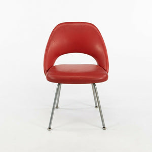1963 Pair of Eero Saarinen for Knoll Red Vinyl Armless Executive Dining Chairs