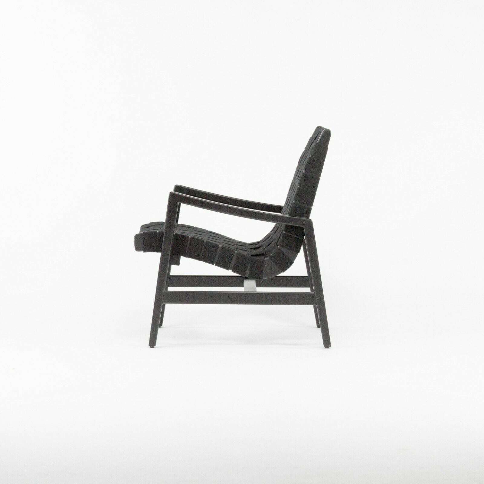 SOLD 2021 Jens Risom for Knoll Ebonized Maple & Black Cotton Lounge Chair with Arms