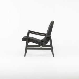 SOLD 2021 Jens Risom for Knoll Ebonized Maple & Black Cotton Lounge Chair with Arms