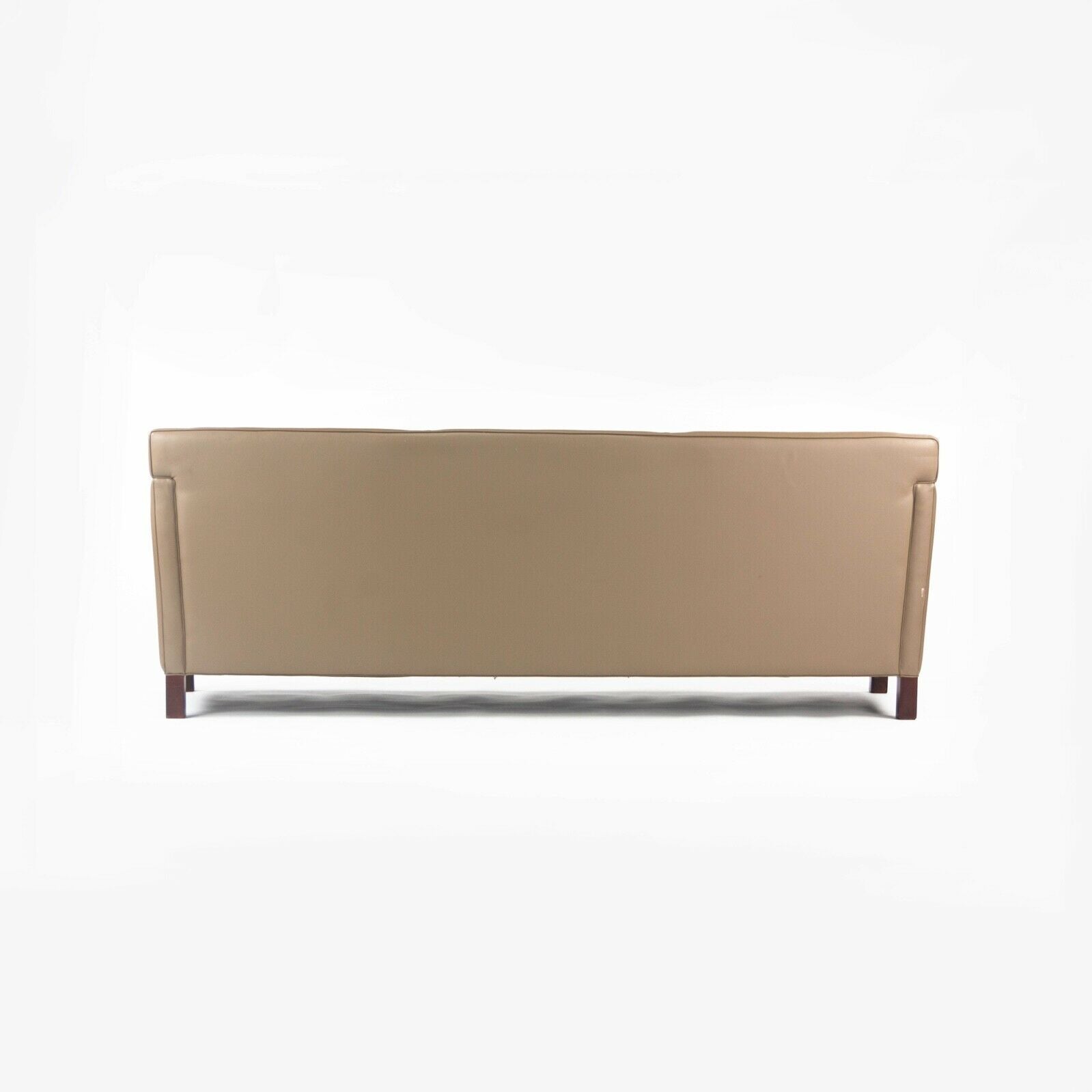 SOLD 2010s Mies Van Der Rohe Knoll Studio Dark Tan Leather Krefeld Three Seat Sofa