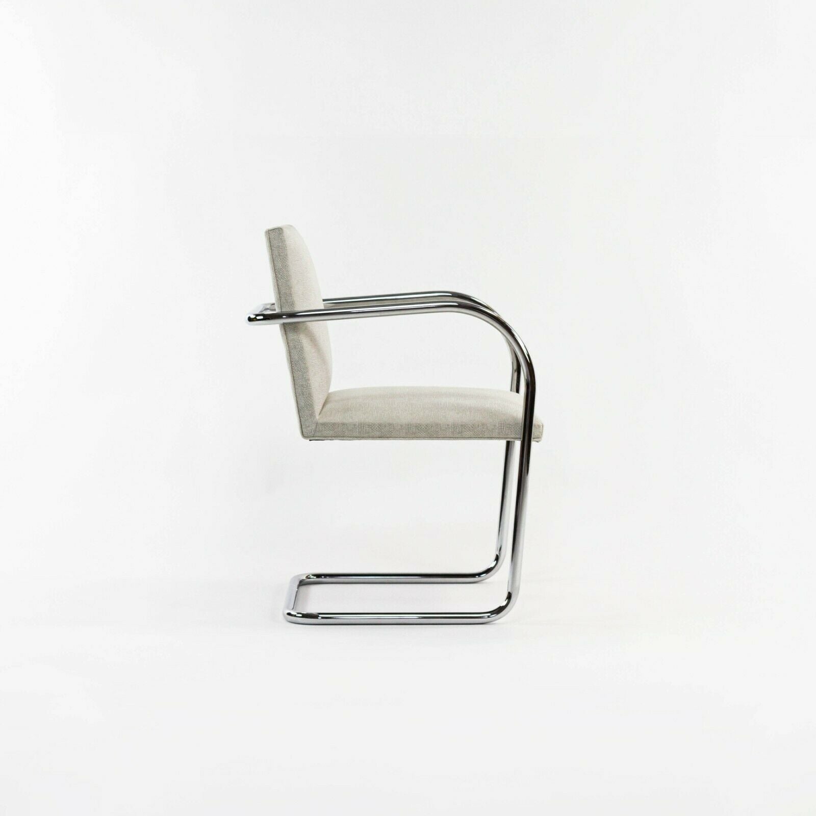 SOLD 2010s Pair of Mies Van Der Rohe for Knoll Tubular Brno Chairs in Gray Fabric