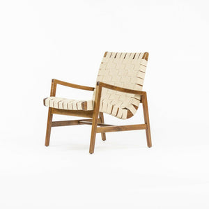 SOLD 2021 Jens Risom for Knoll Lounge Chair with Arms in Light Walnut & Flax Cotton