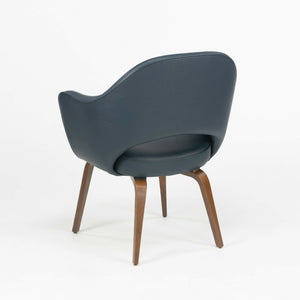 SOLD Eero Saarinen Knoll 2020 Executive Armchair in Navy Blue Leather w/ Wood Legs 5x Available