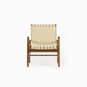 SOLD 2021 Jens Risom for Knoll Lounge Chair with Arms in Light Walnut & Flax Cotton