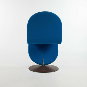 SOLD 1970s Verner Panton for Fritz Hansen 1- 2 - 3 Dining Side Chair in Blue Fabric with Original Label
