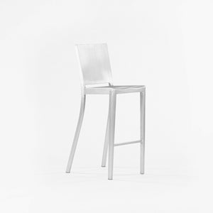 SOLD 2010s Philippe Starck for Emeco Hudson Bar Stool Pair Brushed Aluminum Finish