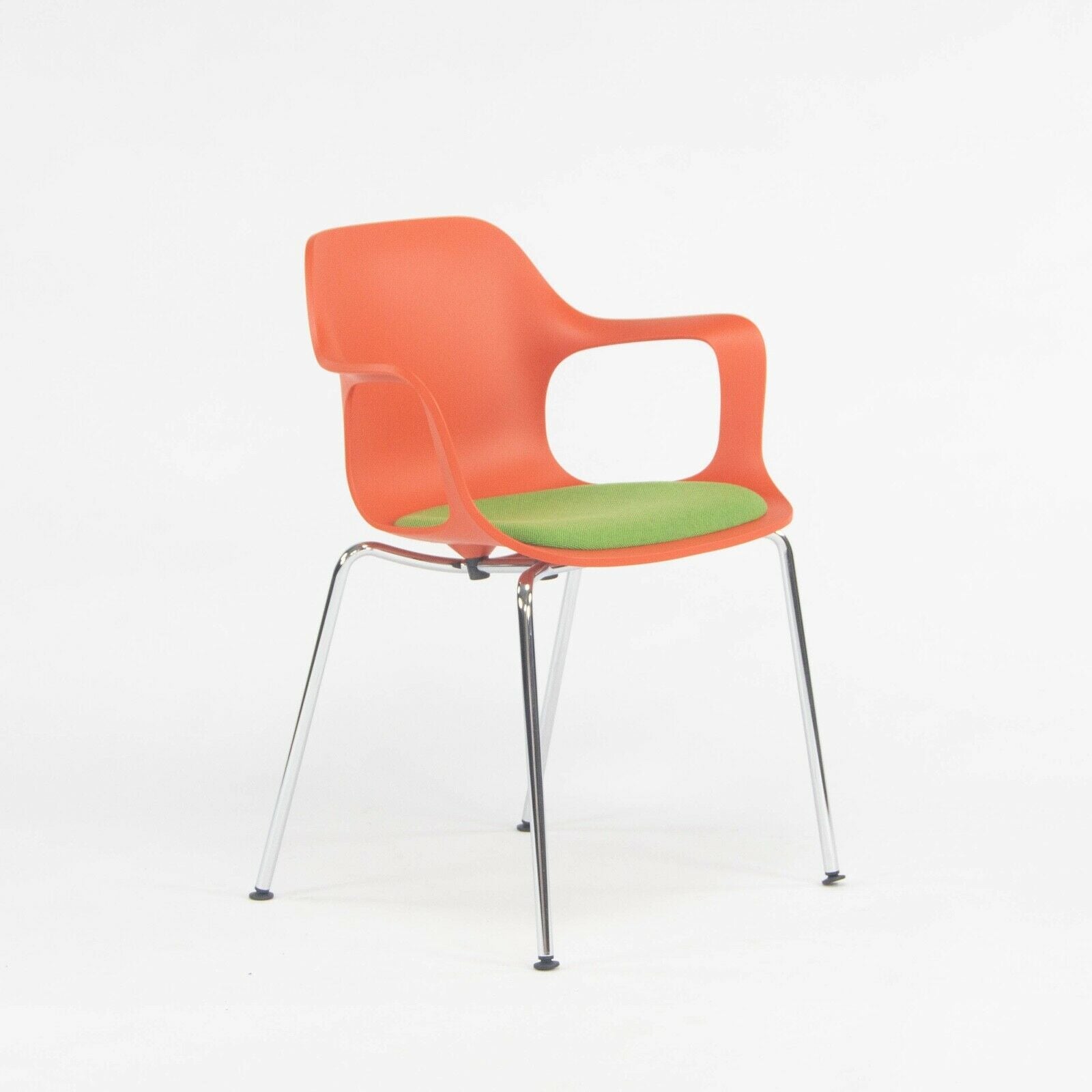 2018 Jasper Morrison Hal Tube Stacking Armchair by Vitra in Orange and Chrome
