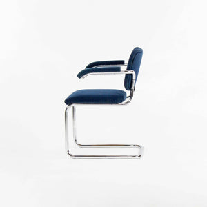 SOLD 1970s Pair of Marcel Breuer for Knoll Cesca Upholstered Armchairs in Blue Fabric