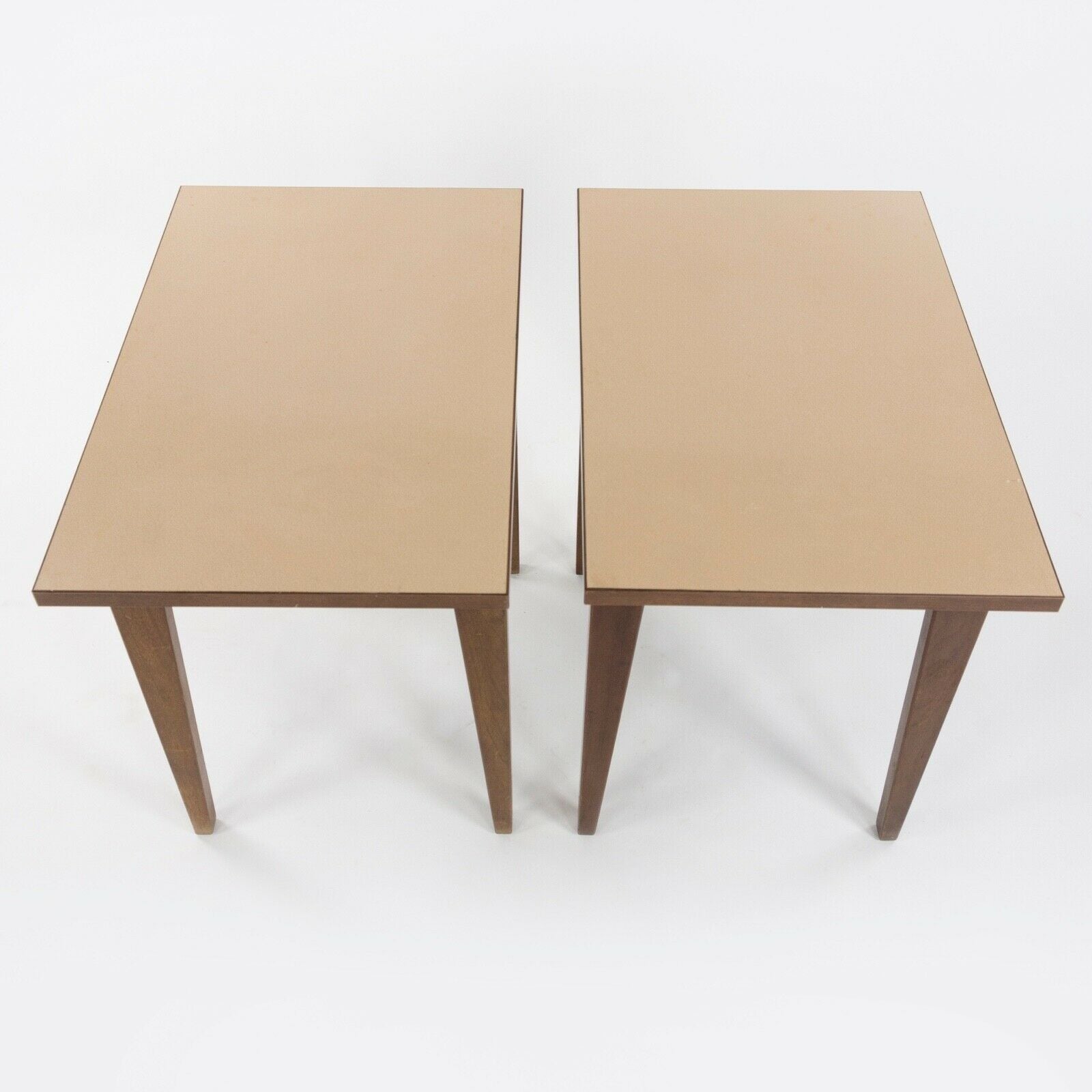1950s Pair of Jens Risom Designs Inc Walnut & Laminate End Side Table Knoll Eames