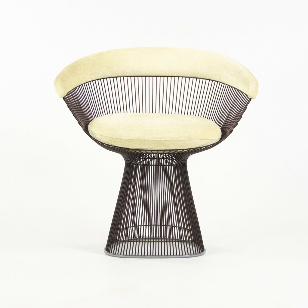 SOLD 2019 Warren Platner for Knoll Arm Chair Metallic Bronze Frame Off-White Fabric