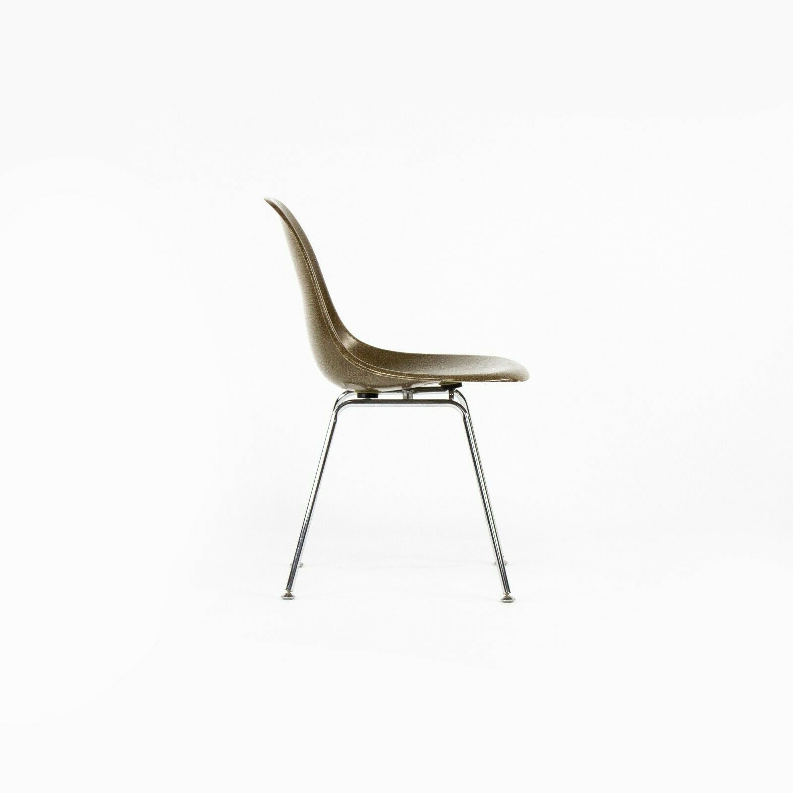 SOLD 2010s Eames Modernica Case Study Pumpernickel Fiberglass Side Shell Chair with H-Base