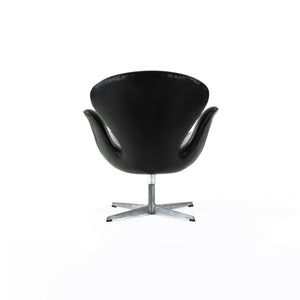 1960s Arne Jacobsen Swan Chair by Fritz Hansen of Denmark in Black Leather