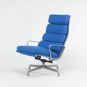 SOLD Herman Miller Eames Aluminum Group Executive Soft Pad Lounge Chair Blue Fabric