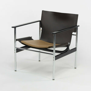 SOLD 2020 Charles Pollock for Knoll Sling Arm Chair Brown and Tan Leather Chrome 657