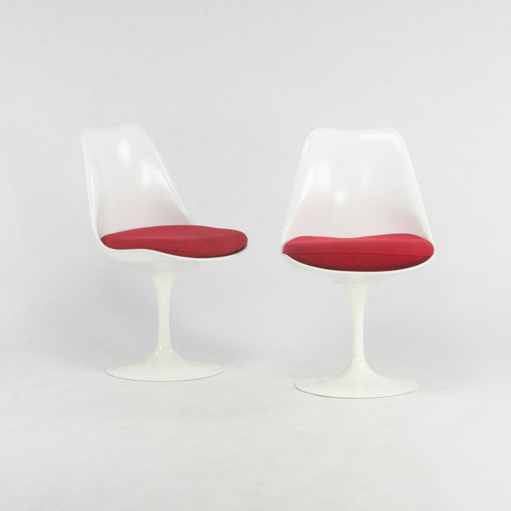 SOLD 2010s Pair of Eero Saarinen for Knoll Armless Tulip Dining / Side Chairs in Red