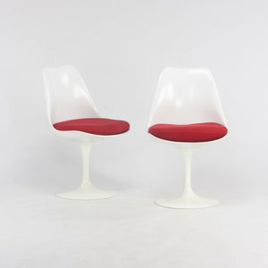 SOLD 2010s Pair of Eero Saarinen for Knoll Armless Tulip Dining / Side Chairs in Red