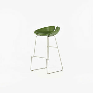 SOLD 2010 Patricia Urquiola for Moroso Fjord Bar Height High Stool in Green Leather