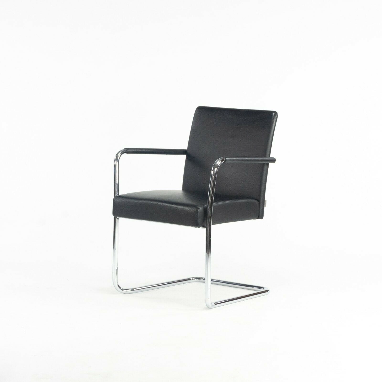 2010s Walter Knoll George Cantilever Stacking Chairs designed by EOOS in Black Leather