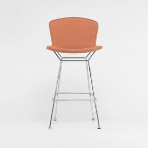 SOLD Set of 3 Harry Bertoia Knoll Wire Chrome Bar Stools w/ Orange Fabric Full Covers