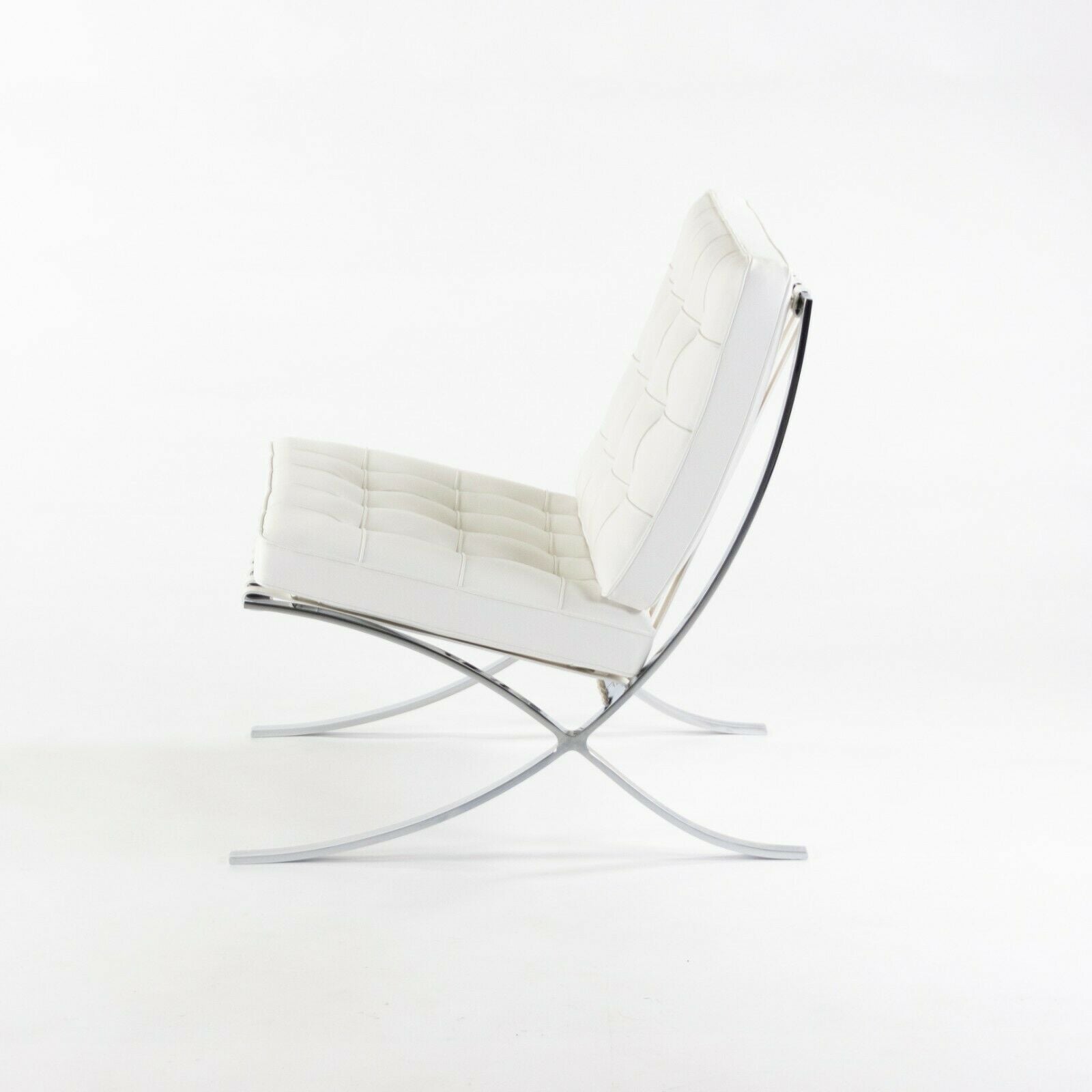 SOLD 2020 Mies Van Der Rohe for Knoll Studio Barcelona Chair in White Volo Leather