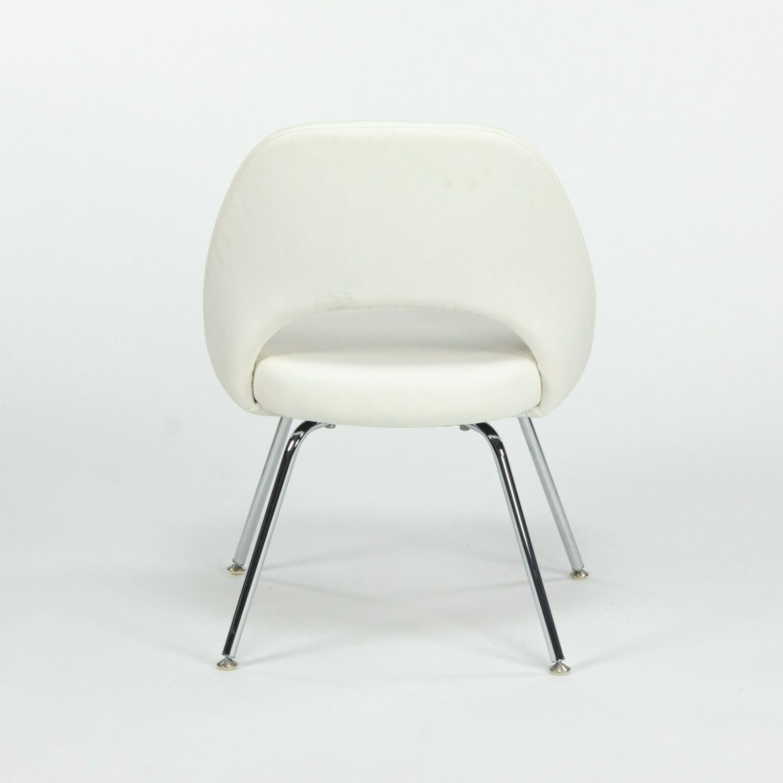SOLD Eero Saarinen Knoll 2020 White Leather Executive Side Chair with Chrome Legs 2x Available