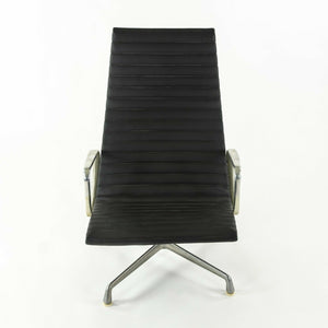SOLD 1978 Herman Miller Eames Aluminum Group Lounge Chair in Smooth Black Leather