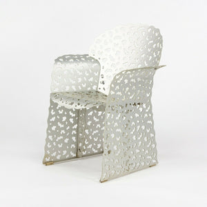 SOLD 1997 Richard Schultz Aluminum Topiary Outdoor Patio / Dining Table with 4 Arm Chairs