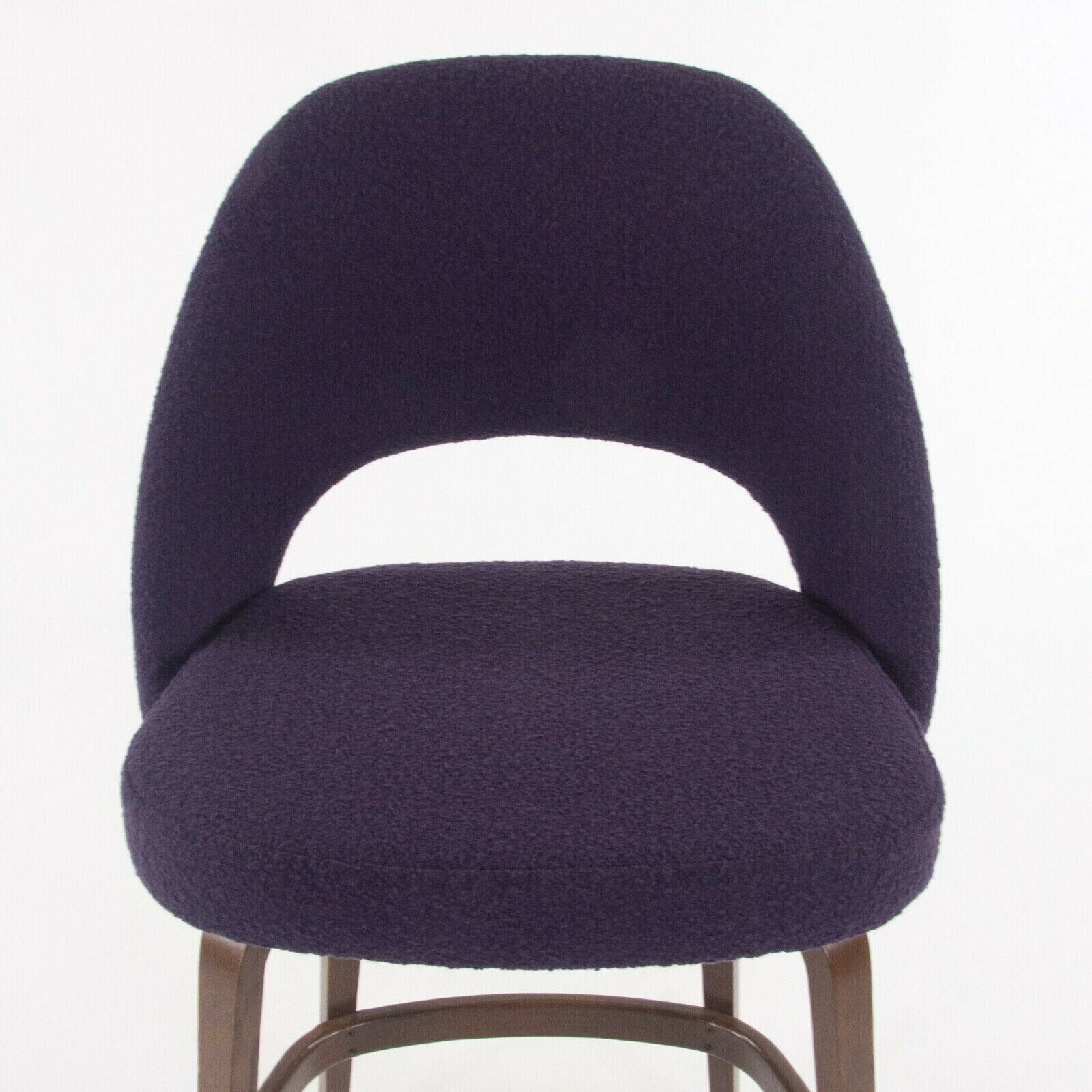 2021 Eero Saarinen Knoll Executive Counter Stool w/ Walnut Base in Purple Boucle