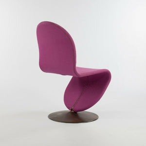 SOLD 1970s Verner Panton for Fritz Hansen 1-2-3 Dining Side Chair in Magenta Fabric