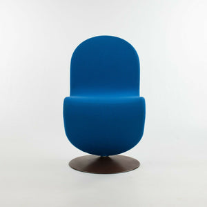 SOLD 1970s Verner Panton for Fritz Hansen 1- 2 - 3 Dining Side Chair in Blue Fabric with Original Label