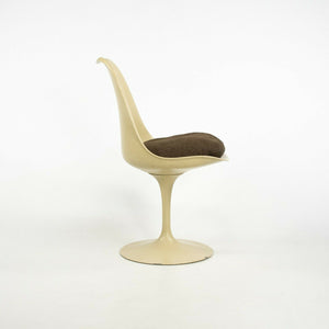 1960s Set of 4 Eero Saarinen for Knoll Armless Tulip Side Chairs in Brown Fabric