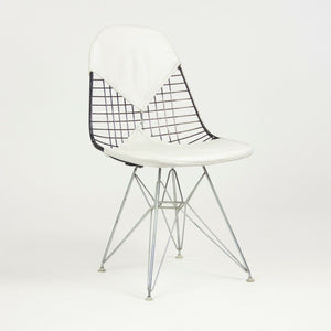 SOLD 1960 Set of 4 Herman Miller Eames DKR-1 Wire Dining Chairs with White Bikini Pads