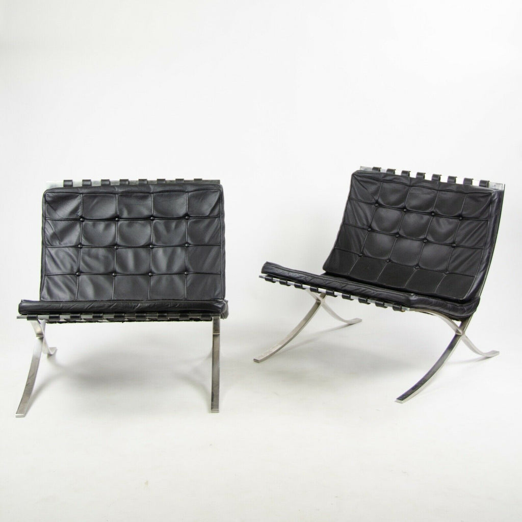 SOLD 1950s Museum Quality Knoll Mies Van Der Rohe Barcelona Chairs Stainless Pair