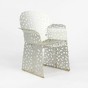 SOLD 1997 Richard Schultz Aluminum Topiary Outdoor Patio / Dining Table with 4 Arm Chairs
