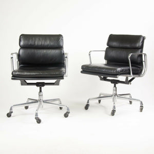 SOLD 2001 Eames Herman Miller Soft Pad Aluminum Group Desk Chair Black Leather 12x