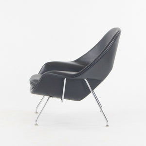 SOLD 1960s Eero Saarinen Knoll International Womb Chair and Ottoman New Black Leather