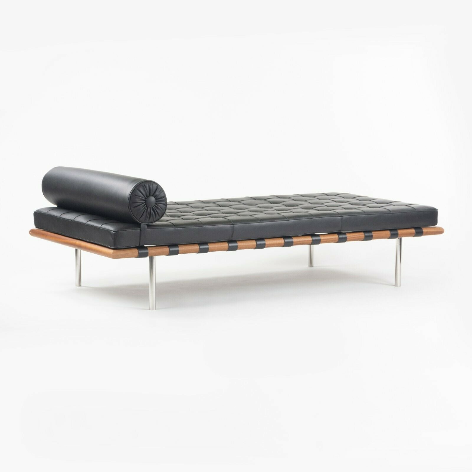 SOLD 2020 Mies Van Der Rohe for Knoll Barcelona Daybed / Couch / Bench in Black Leather