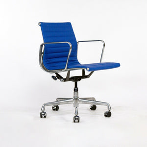 SOLD 2010s Herman Miller Eames Aluminum Group Management Desk Chair in Blue Leather
