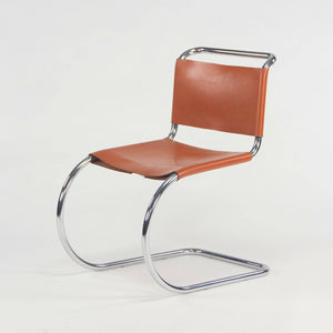 SOLD 1970s Set of 6 Mies Van Der Rohe for Knoll MR Dining Chairs in Cognac Leather